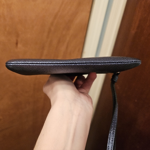 Coach Metallic Blue Corner Zip Wristlet